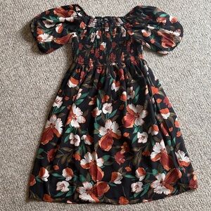 Mikarose Kids Floral Dress in Black and Orange